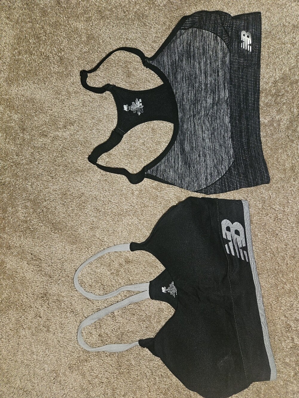 New Balance Black & Gray Racerback Sports Bras - Duo